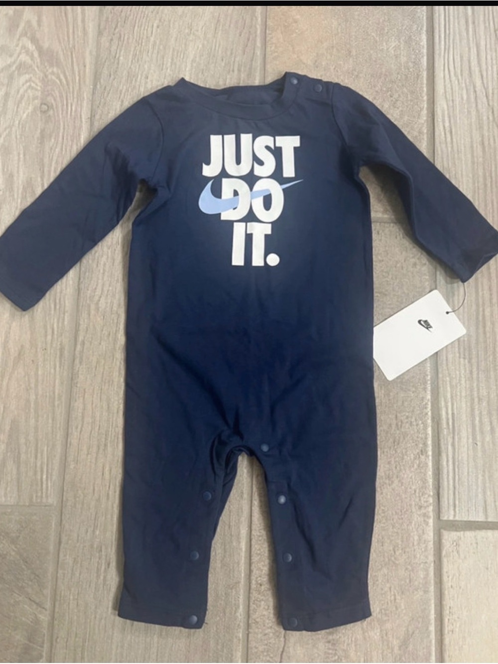 Nike Kids Navy "Just Do It" One-Piece size 9 months NWT